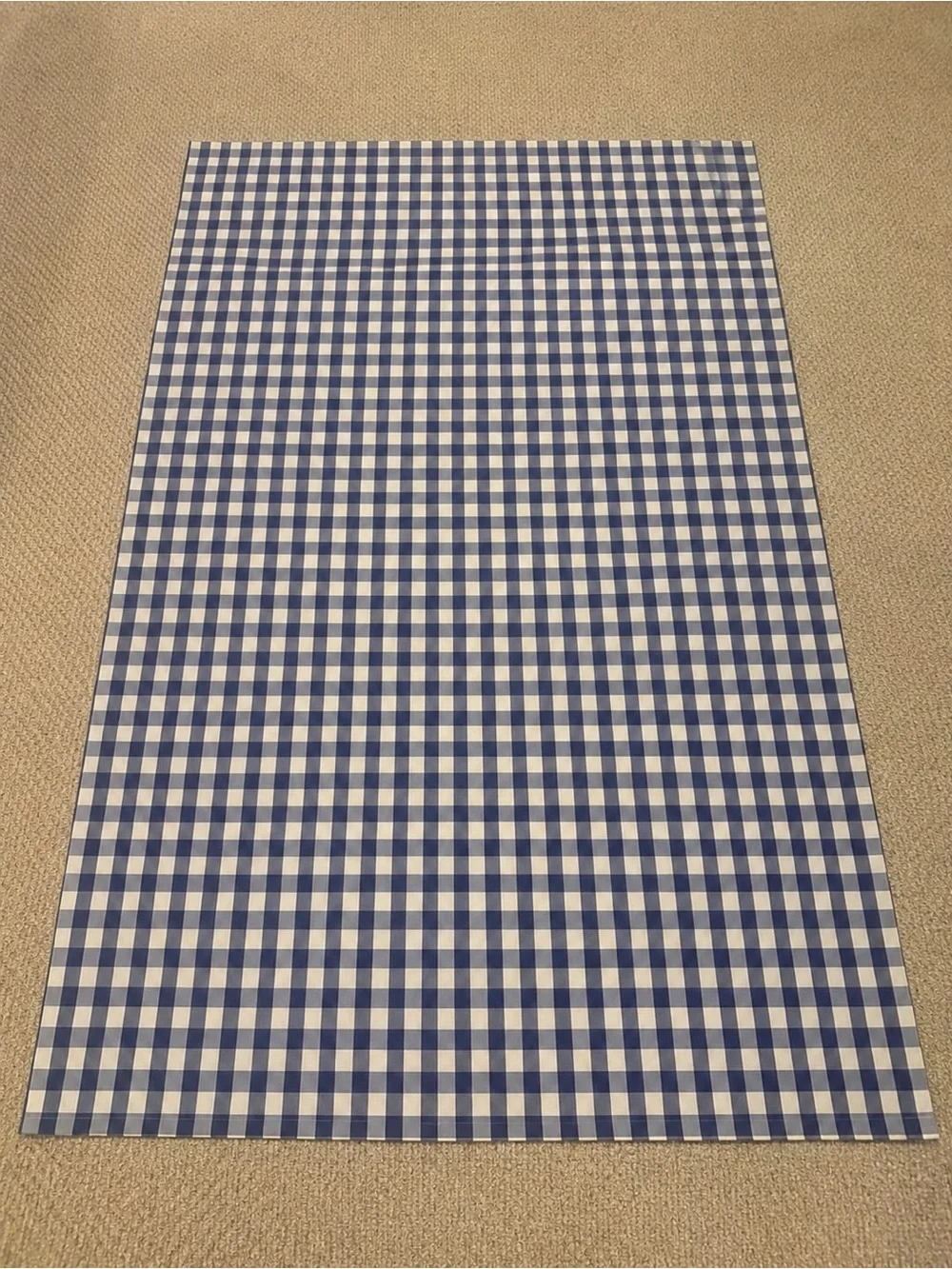 Blue White Gingham Check Tablecloth 58x100 NWOT